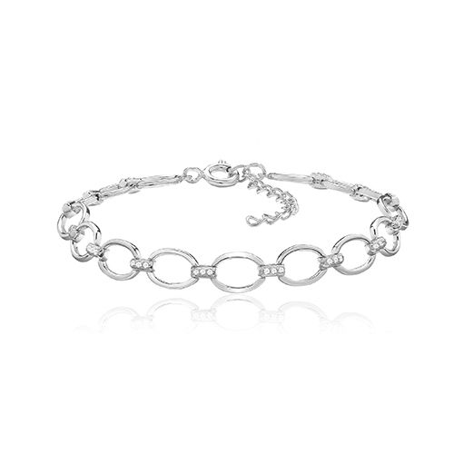 SILVER & CO CZ CHAIN BRACELET RHODIUM PLATED