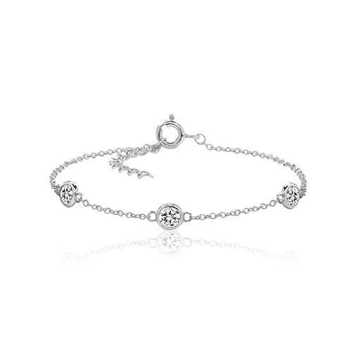 SILVER & CO CZ BY THE YARD BRACELET RHODIUM PLATED