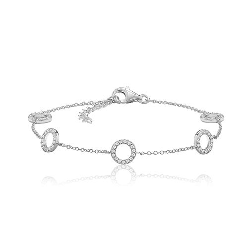 SILVER & CO CZ CIRCLE BRACELET RHODIUM PLATED