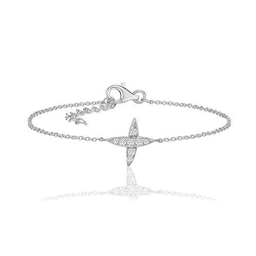 SILVER & CO FINE X BRACLET RHODIUM PLATED