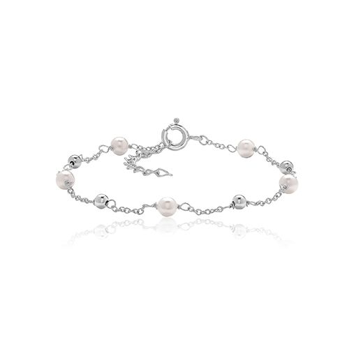 SILVER & CO PEARL BRACELET RHODIUM PLATED + SHELL PEARL