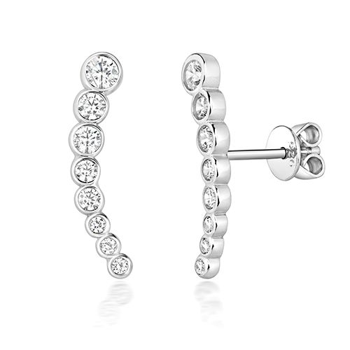 SILVER GRADUATED RUB OVER SET CZ STUDS RHODIUM PLATED