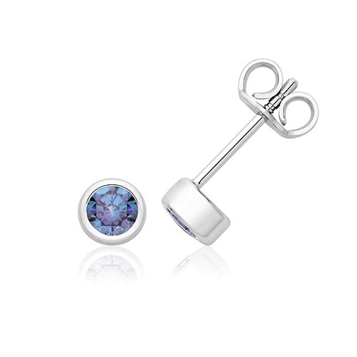 SILVER & CO JUNE BIRTH STONE CZ (ALEXANDRITE) EARRINGS RHODIUM PLATED