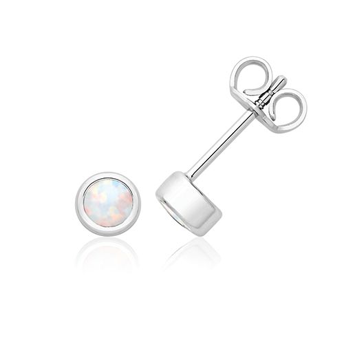 SILVER & CO OCTOBER BIRTH STONE CZ (OPAL) EARRINGS RHODIUM PLATED