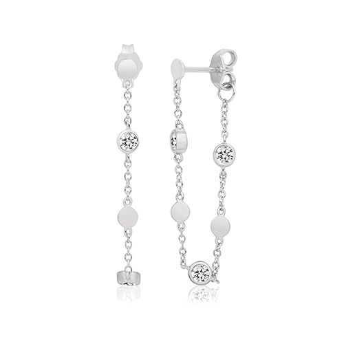SILVER & CO FINE BY THE YARD EARRINGS RHODIUM PLATED