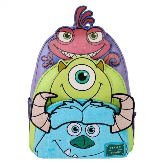 Loungefly Disney Pixar Monsters, Inc. Mike, Sulley & Randall Triple Pocket Mini Backpack