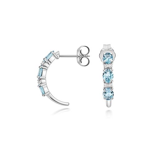 9CT DIAMOND AND AQUAMARINE EARRINGS