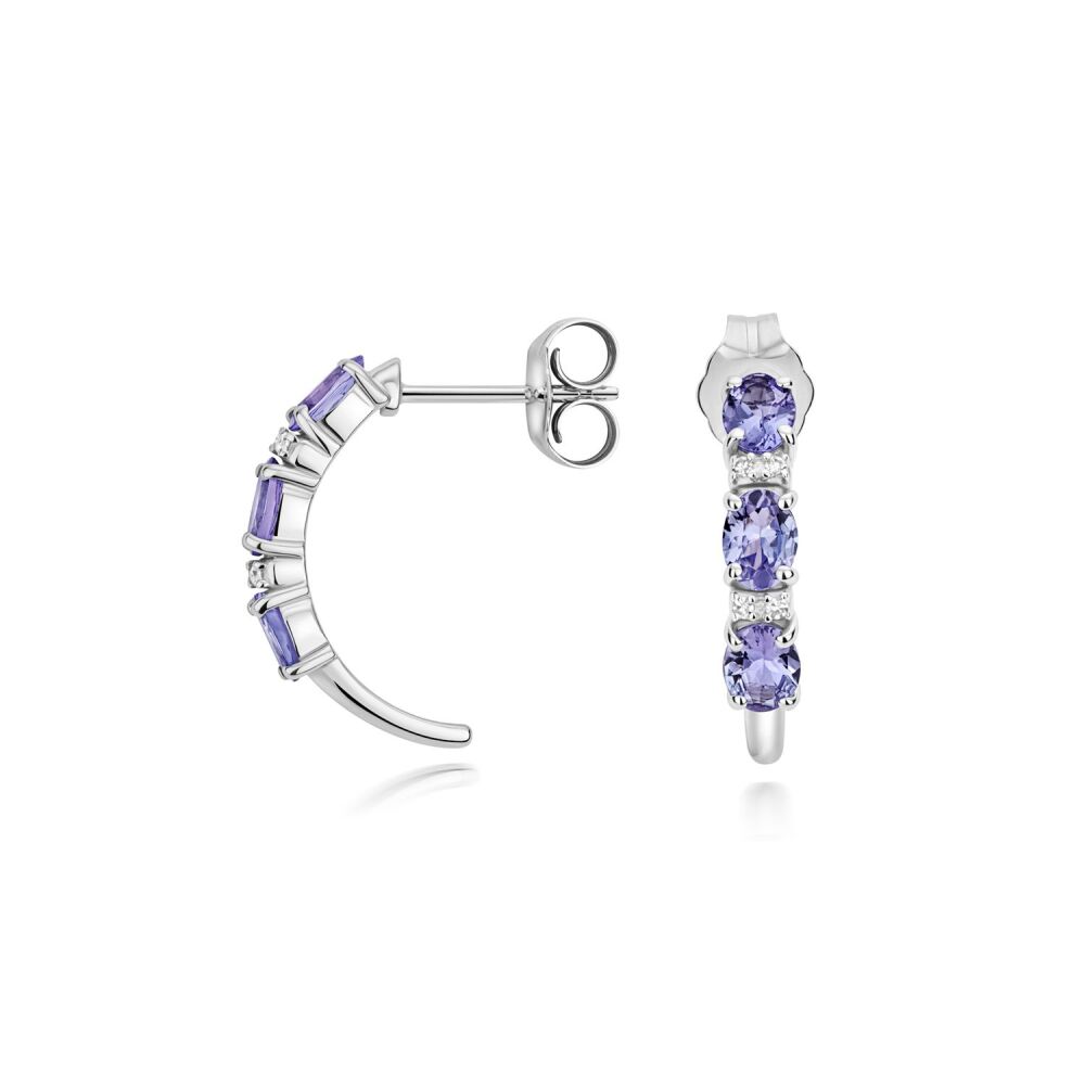 9CT DIAMOND AND TANZANITE EARRINGS