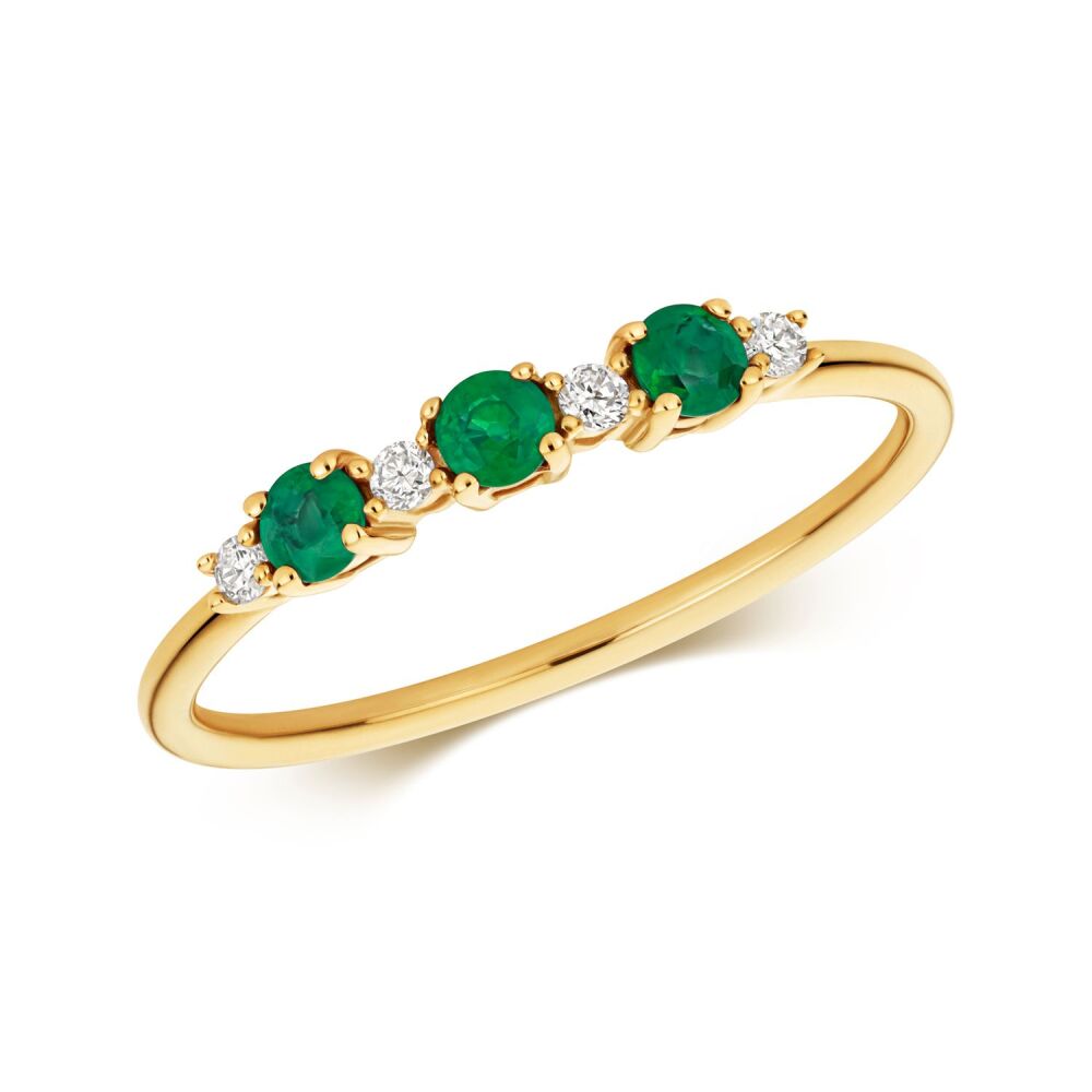 9CT DIAMOND AND EMERALD RING