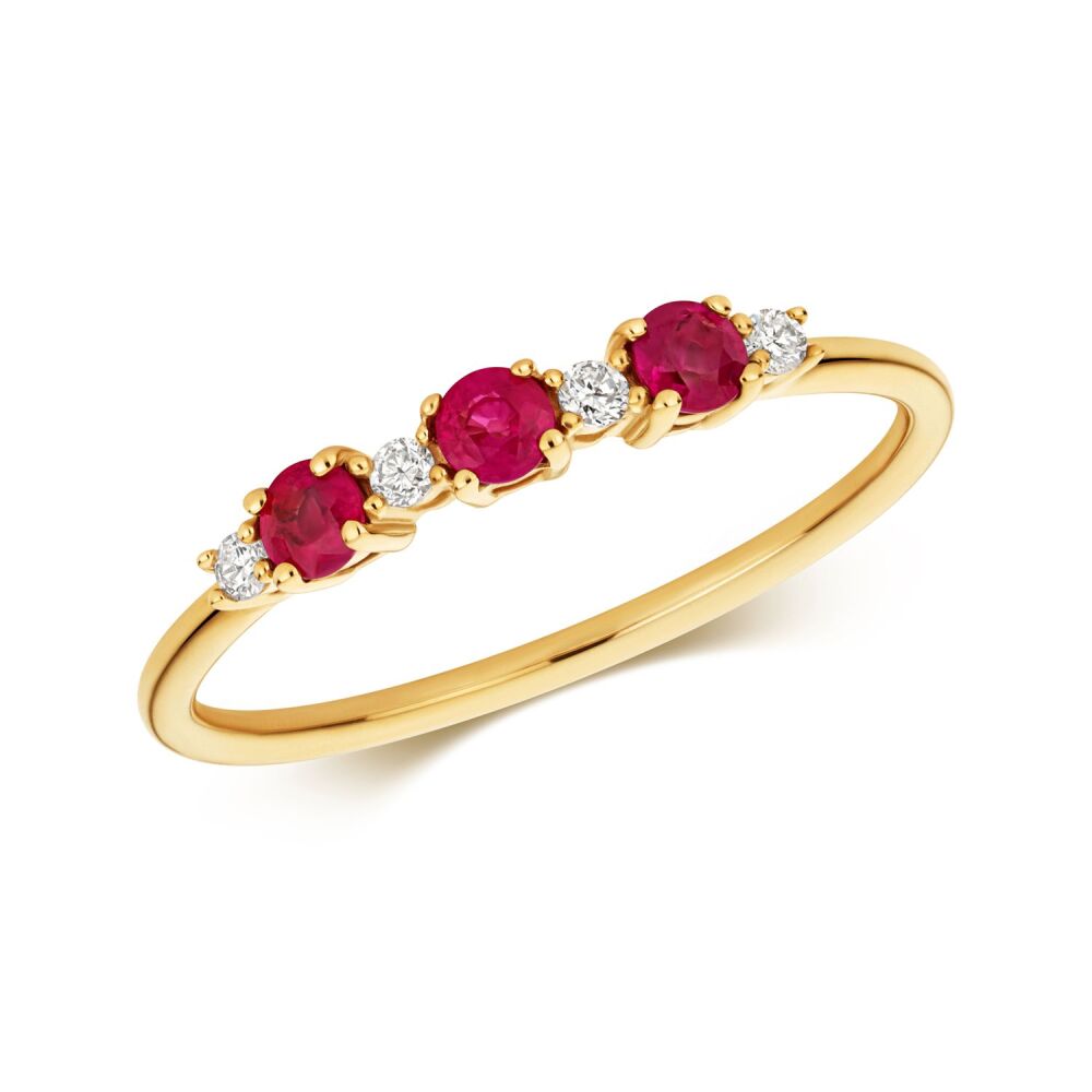 9CT DIAMOND AND RUBY RING