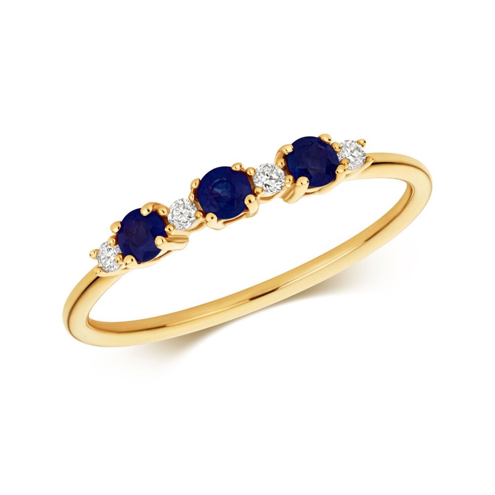 9CT DIAMOND AND SAPPHIRE RING