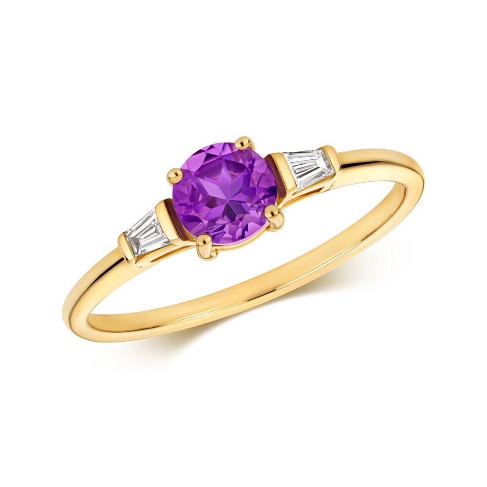 9CT DIAMOND AND AMETHYST RING