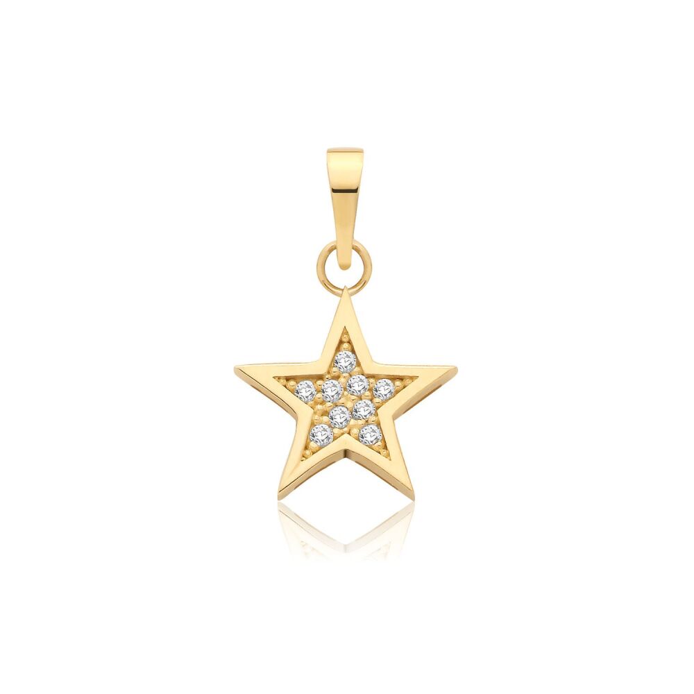 9CT YEL GOLD CZ STAR PENDANT