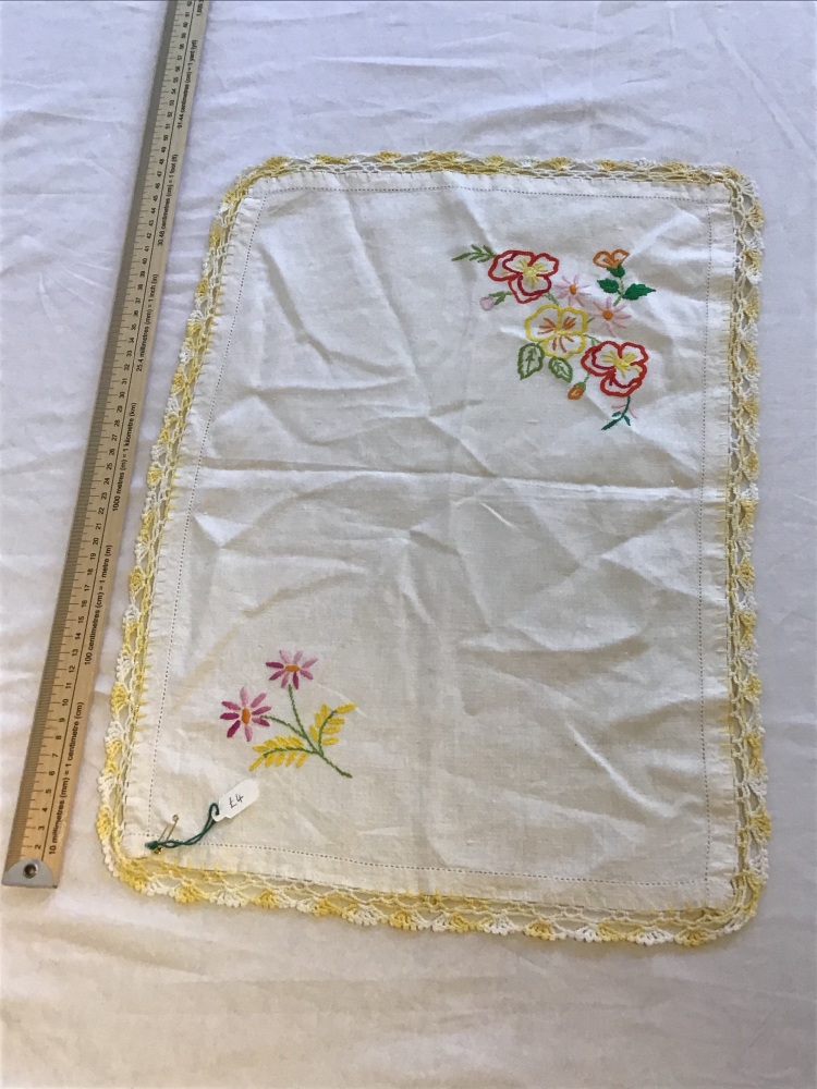 Vintage Linens - embroidered tray cloth 7