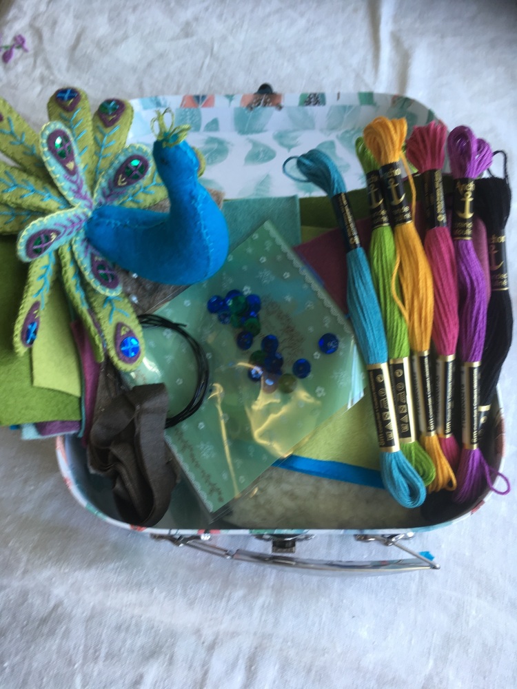 3. The Small Bird Suitcase - Two Peacocks - feather design suitcase