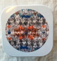 1. Knitting supplies Tin - Fair Isle Star  Orange