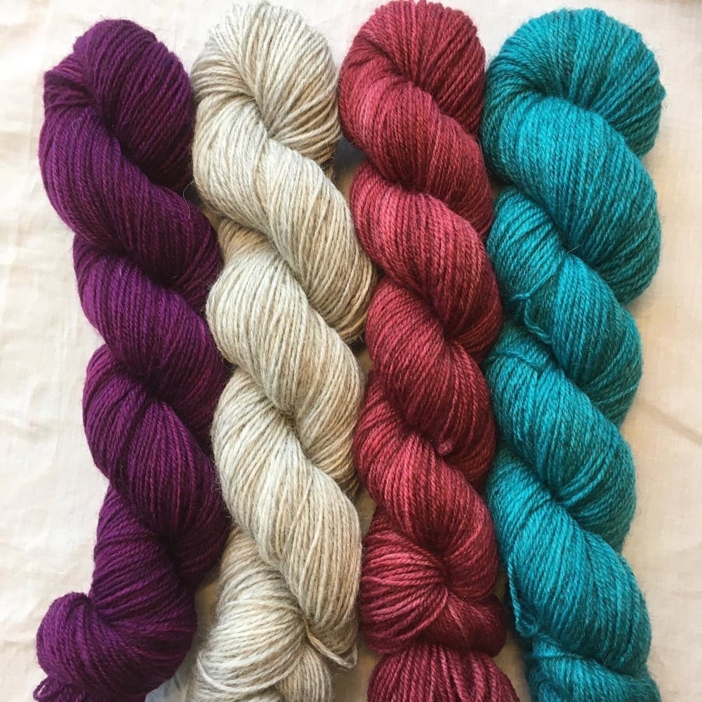                 All hand dyed (except mini skeins)