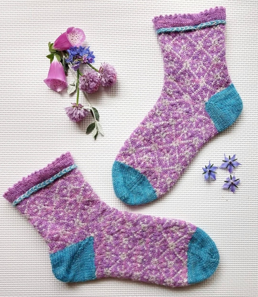     PRE-ORDER Brilliant Liz Socks - Lilac, Silver Grey and Turquoise