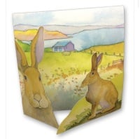Hares 3D Greetings Card