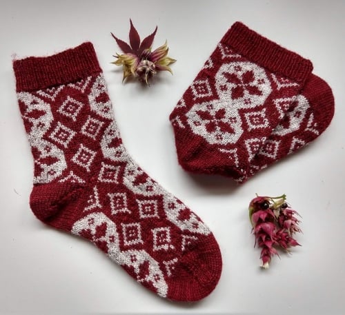 1. Cranberry Hollingbourne Sock Set with Exmoor Sock Yarn