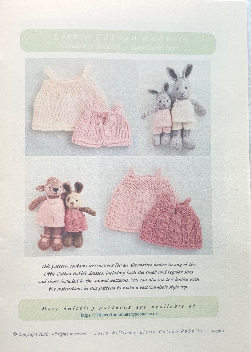           *New*  Toy Bags and Baskets Pattern booklet for baby bunnies