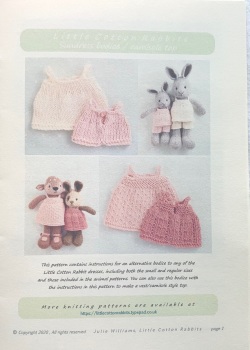           *New*  sundress supplement Pattern booklet  for big and baby bunnies