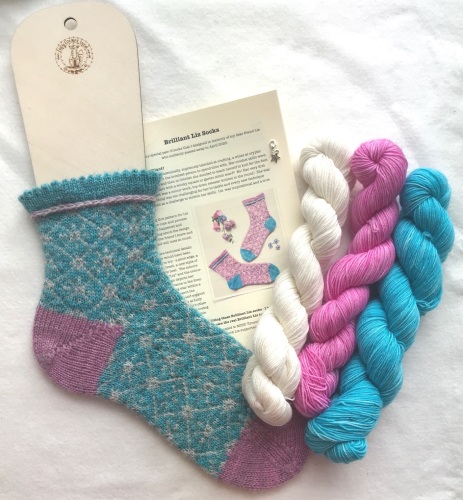 Brilliant Liz Socks kit - Turquoise, Cream and Pink - mer