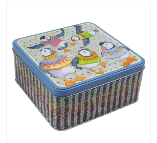    Woolly Puffins cake/biscuit tin