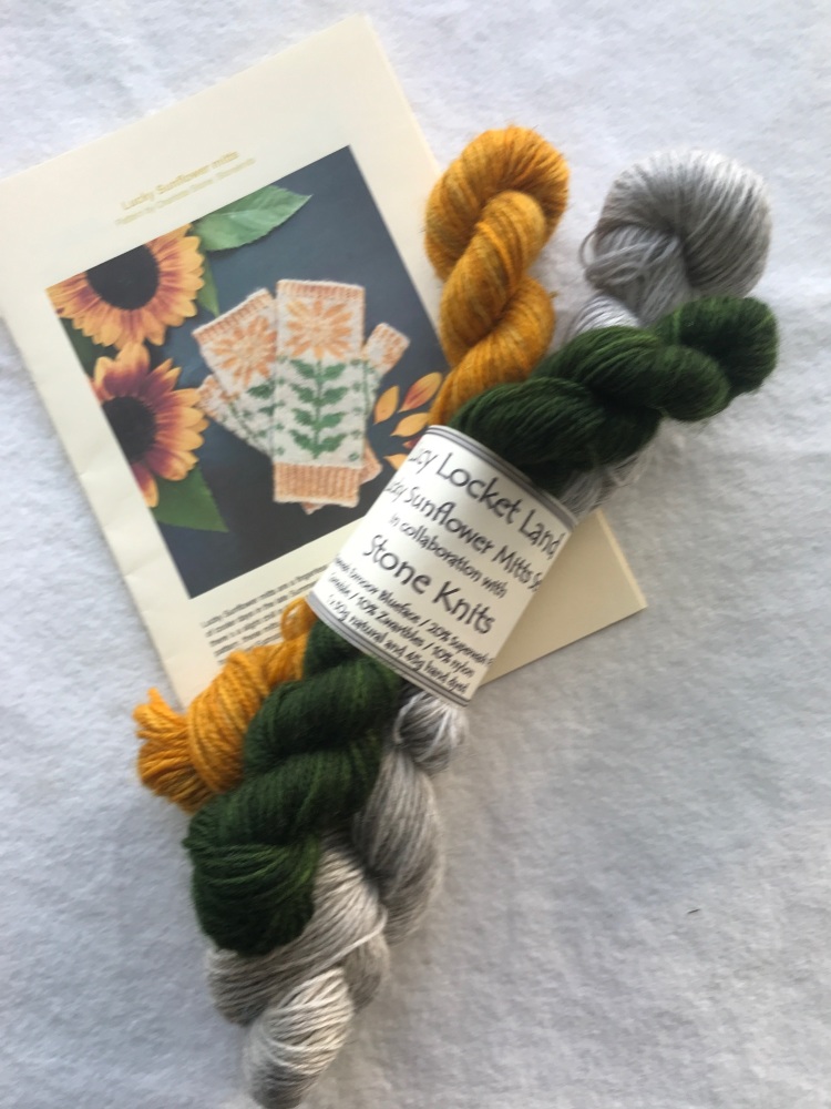               ORANGE Lucky Sunflower Mitts Kit in gorgeous Exmoor Sock Yarn