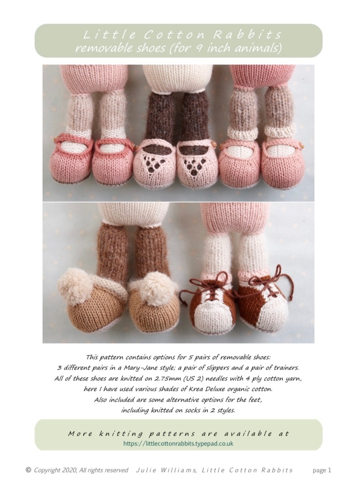 *New* Shoes and Slippers pattern for ORIGINAL 9” animals