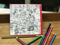 Enlarged Colour-in Locket's Enchanted Woodland Greetings Card - Socks on the line
