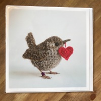                                        Wren with heart greetings card by Jose Heroys 
