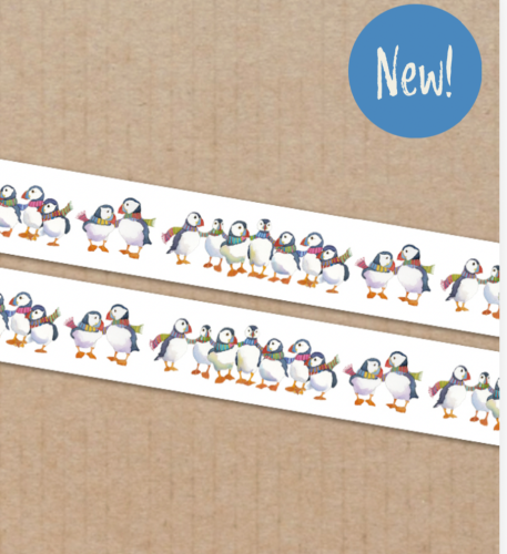 *New* Puffins in Scarves 15mm washi tape