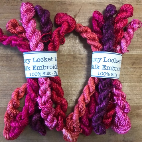 Hand Dyed BFL/Silk embroidery thread bundle  #2