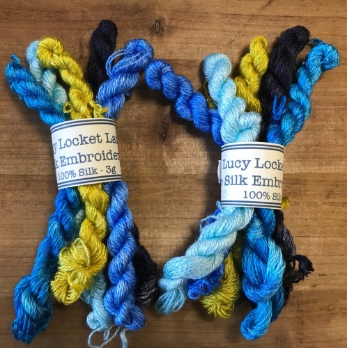 Hand Dyed BFL/Silk embroidery thread bundle  #3