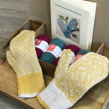 Frosted Pine Mitts Kit - Cranberry & Teal