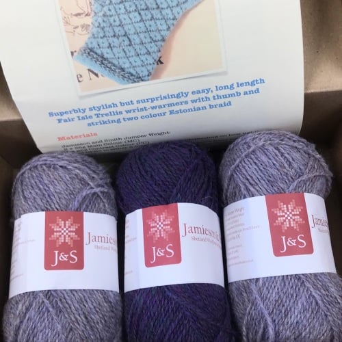 Locket’s Fair Isle Trellis Mitts Kit 2 - orange and brown