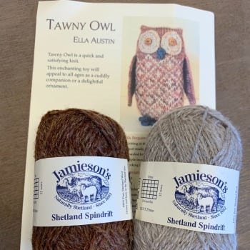 Little Owlbert & Owlivia - "Tawny" Shetland Spindrift