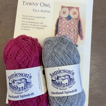 Little Owlbert & Owlivia - Raspberry & Silver Shetland Spindrift