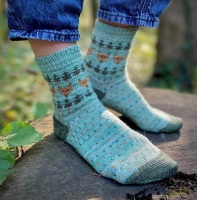 Fox Socks in a Box Kit - dark turquoise