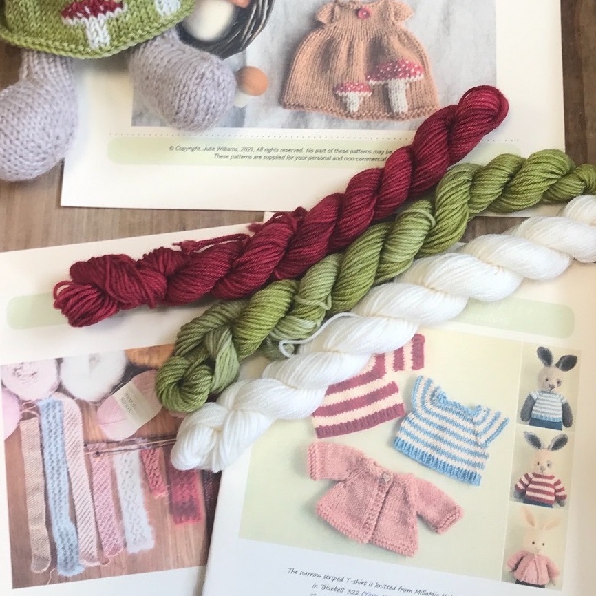 Special “Little Cotton Rabbits” Toadstool dress, cardigan and scarf pattern