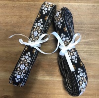 SPECIAL Retro Ribbon Bundle  - Black with white and bronze flowers 
