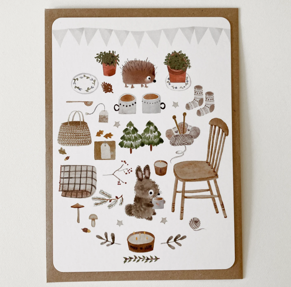 Stay Cosy Postcard #2 (Rocking Chair) by Nettle & Twig
