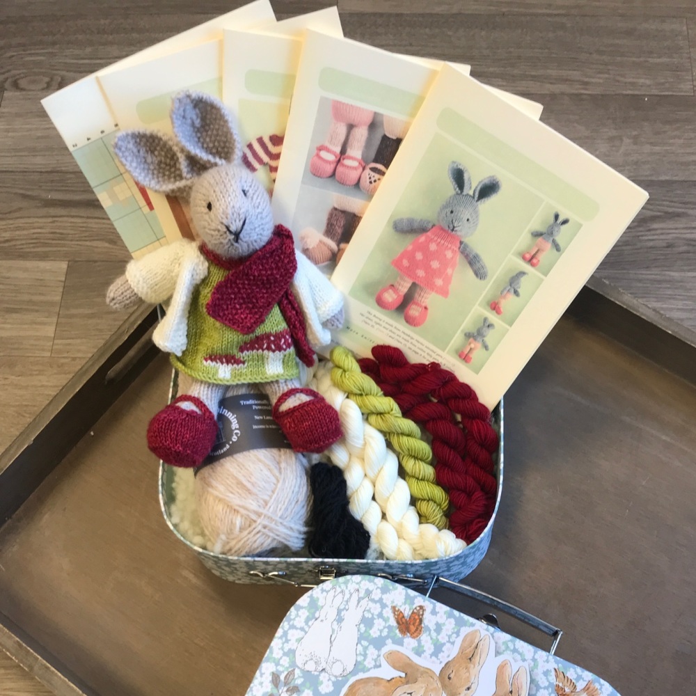 (New Lanark) Special Bunny in a Suitcase with Toadstool dress, cardigan, sh