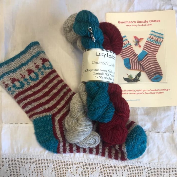 Gnomeo’s Candy Canes Sock Kit - darker turquoise