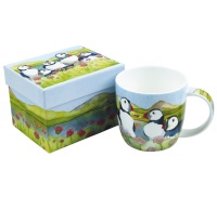 ***NEW*** Sea Thrift Puffins bone china mug in a gift box