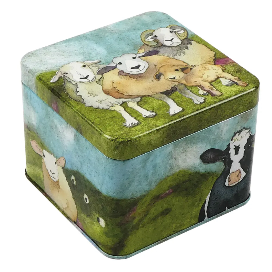 Felted Sheep Square Tin
