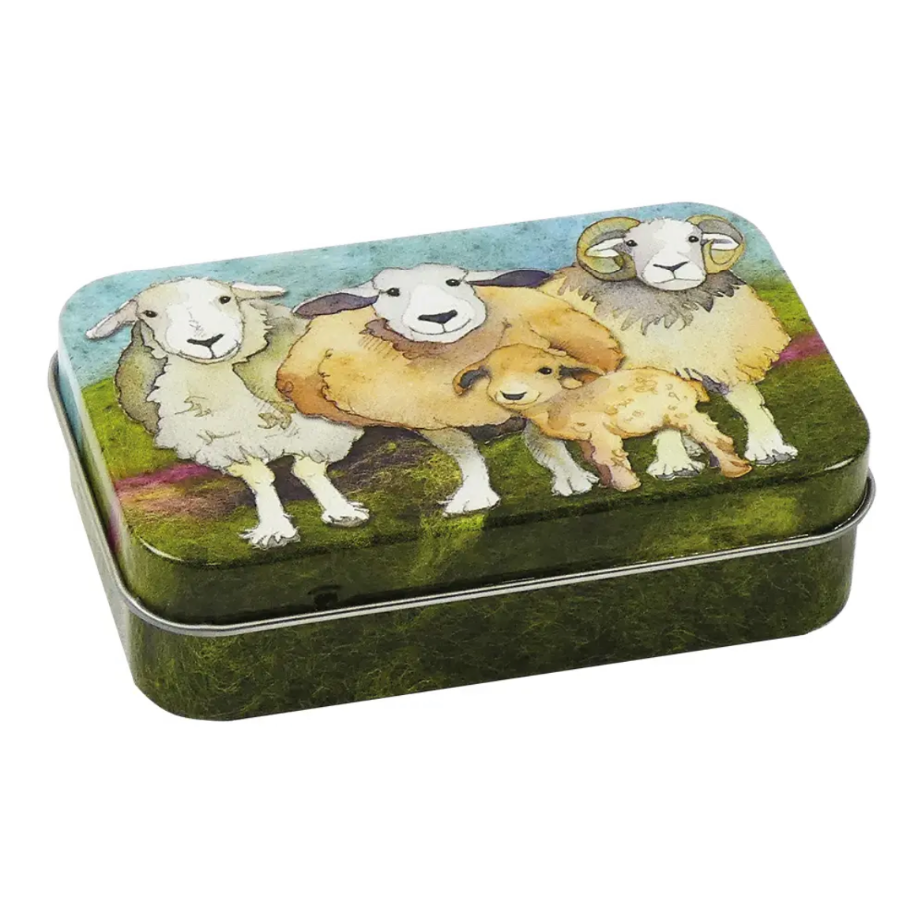 Felted Sheep mini hinged tin