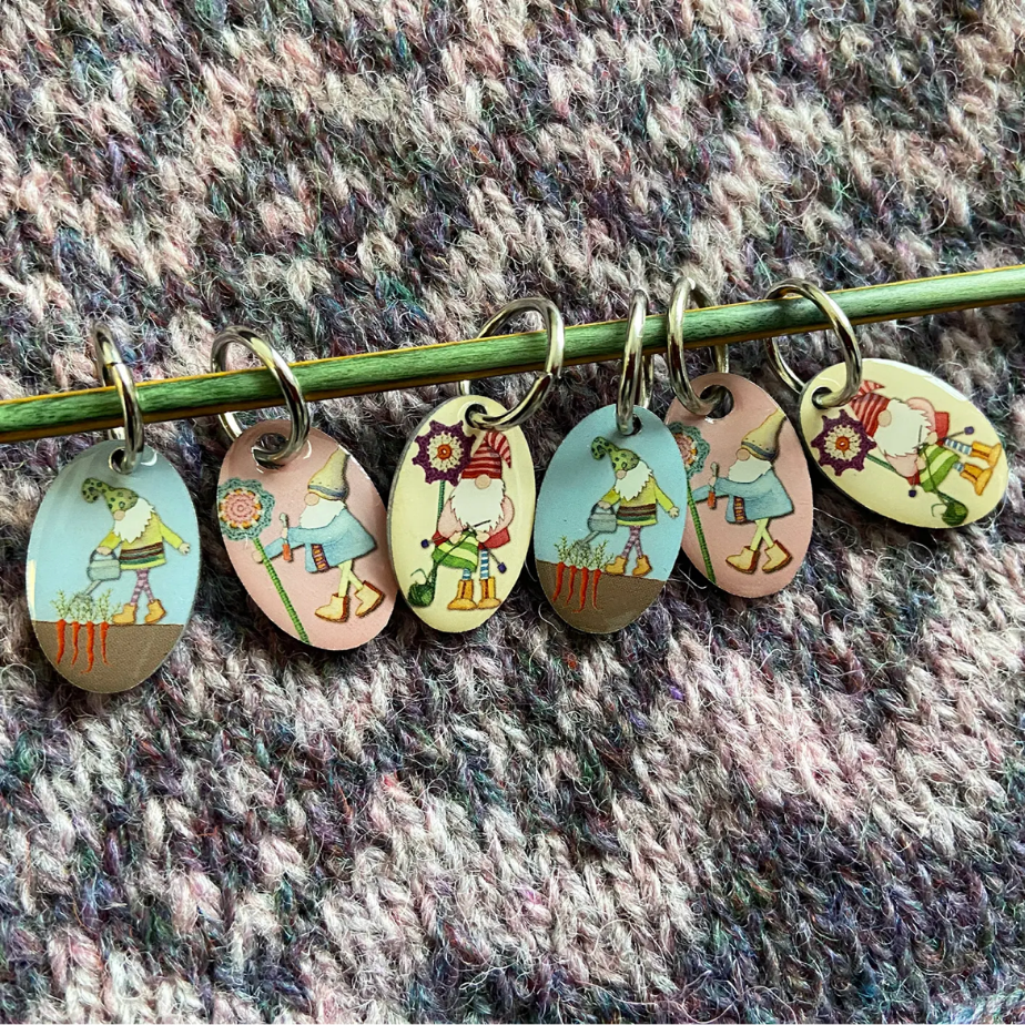 **New** Crafting Gnomes  Stitch marker Set of 6