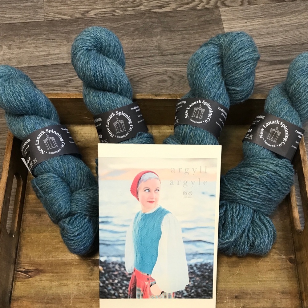 Argyll:Argyle in  New Lanark Donegal Silk Tweed DK - BLUE LOVAGE - up to si